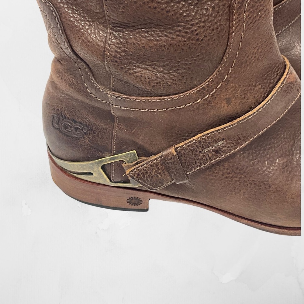 UGG Leather Western Boots Women’s 8 Brown Tall Harness Zip Equestrian - Picture 8 of 13
